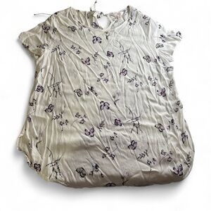 LC Lauren Conrad Cream and Purple Floral Top